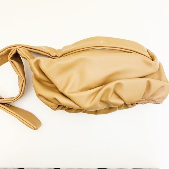 Vegan Leather Upside Down Shoulder Bag, Khaki - Picture 3 of 9